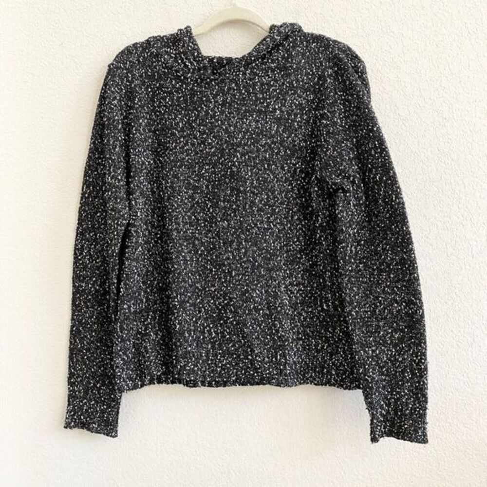 Teaberry & Weave Womens Hooded Sweater Black White‎ Long Sleeve Medium